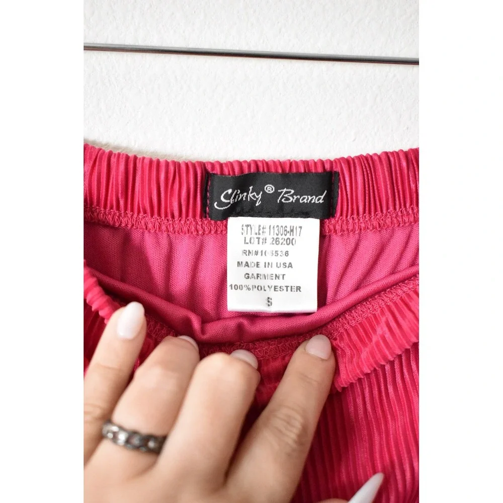 Slinky Brand Midi Skirt Women‎ S Hot Pink Vintage Pleated Elastic Waist 90s y2k